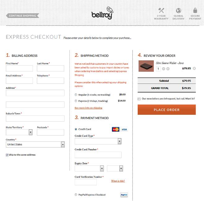 Best Examples of eCommerce - Bellroy